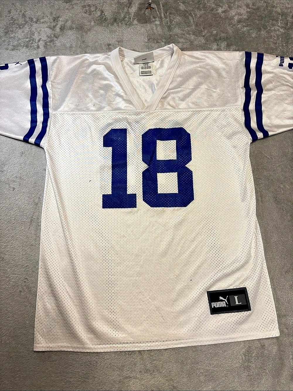 Puma Football Jersey 18 White & Blue Size Large